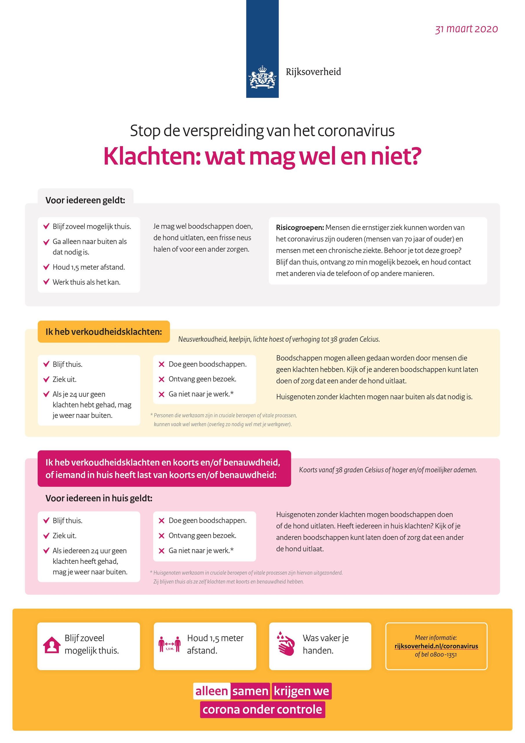Poster met informatie rondom de regels van het coronavirus.