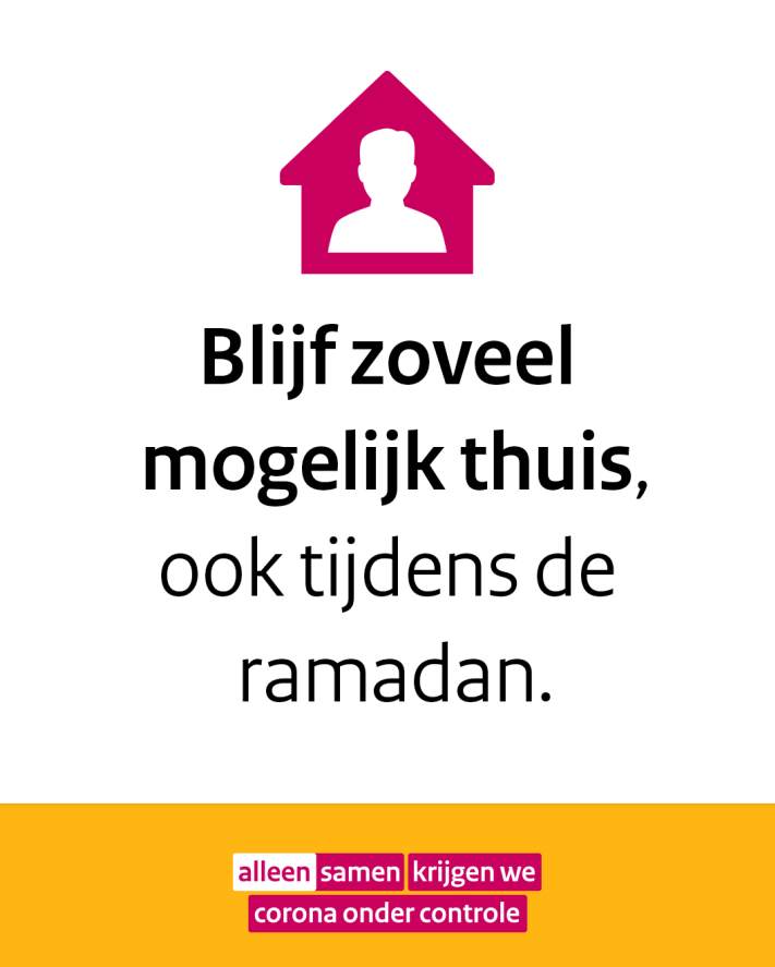 Banner met tekst: Blijf thuis tijdens Ramadan